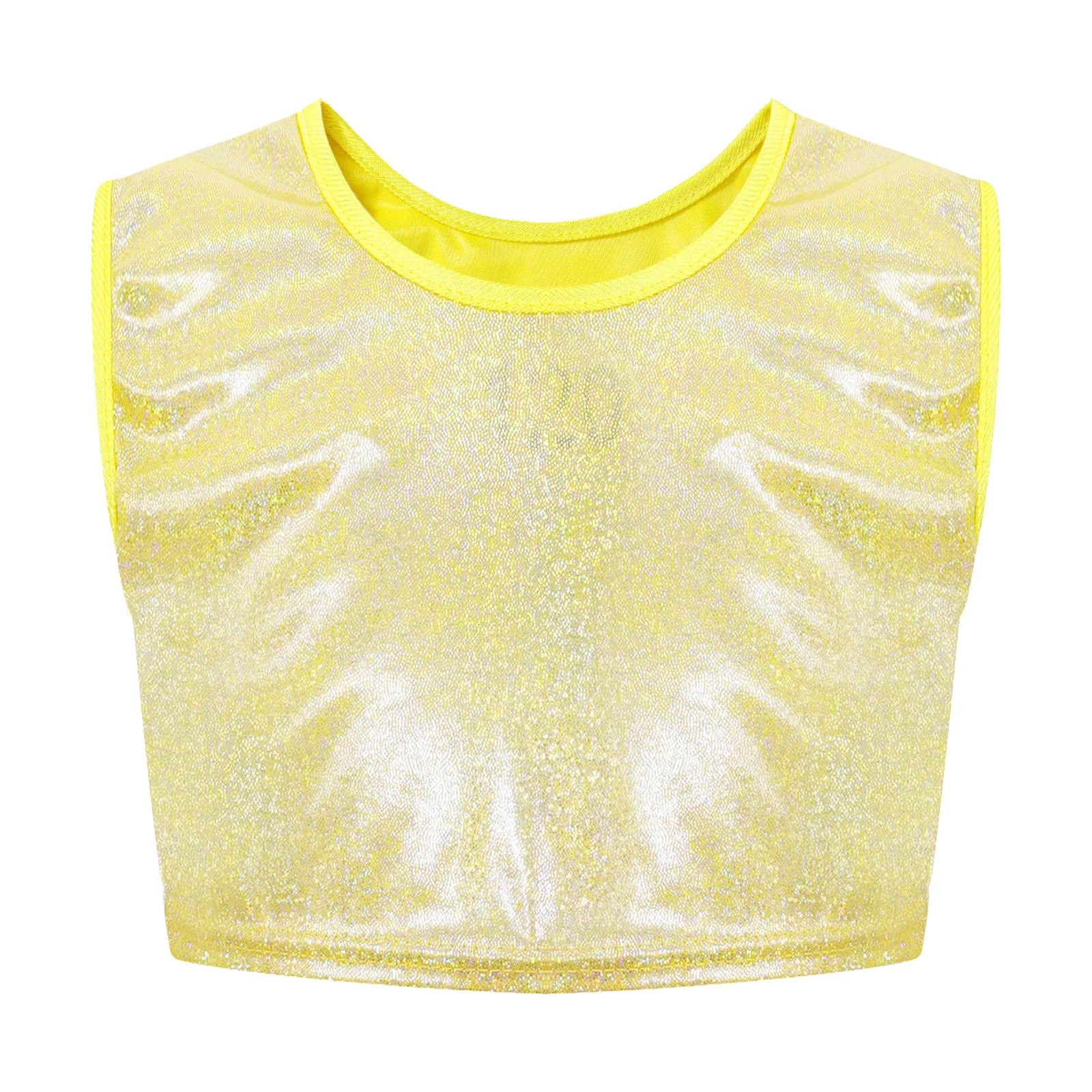 Kids Girls Boys Jazz Dance Crop Vest Top Sleeveless Sport Tops Glittering Hiphop Modern Dance Top Children Dancewear Performance