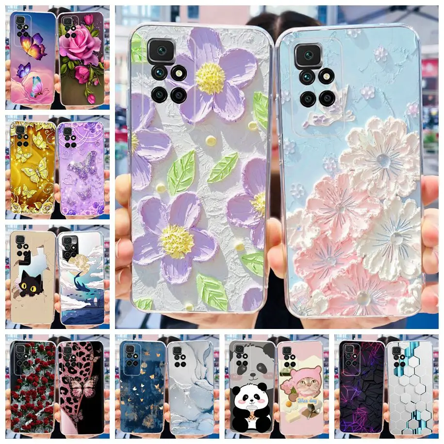 For Xiaomi Redmi 10 Case Redmi 10 Prime Cover Popular Flower Soft Transparent Silicone Phone Cases For Xiomi Redmi 10 2022 Funda