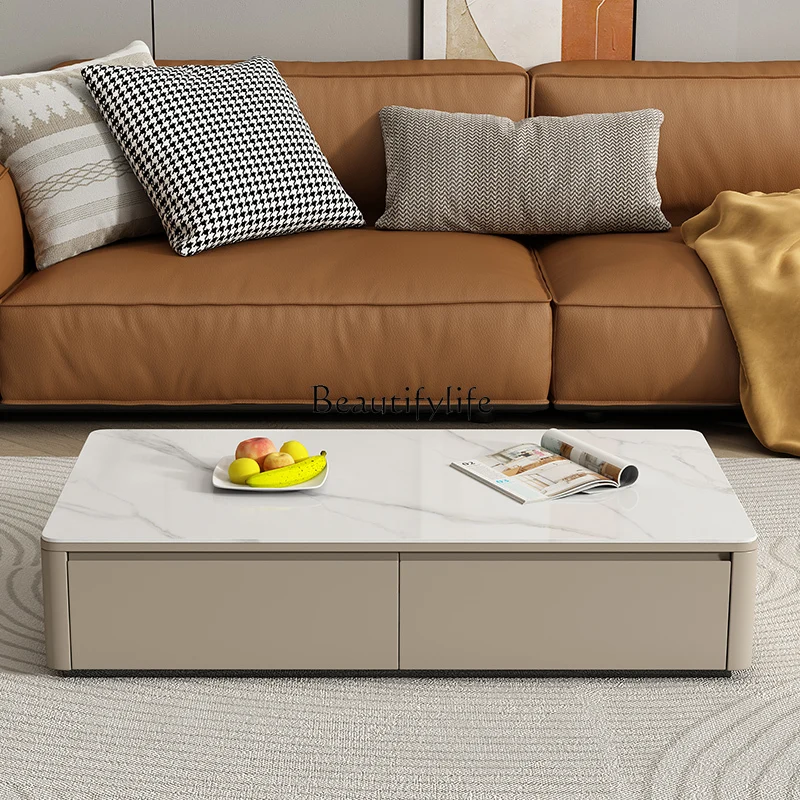 *Mesa de centro de laje de rocha simples e luxuosa e leve