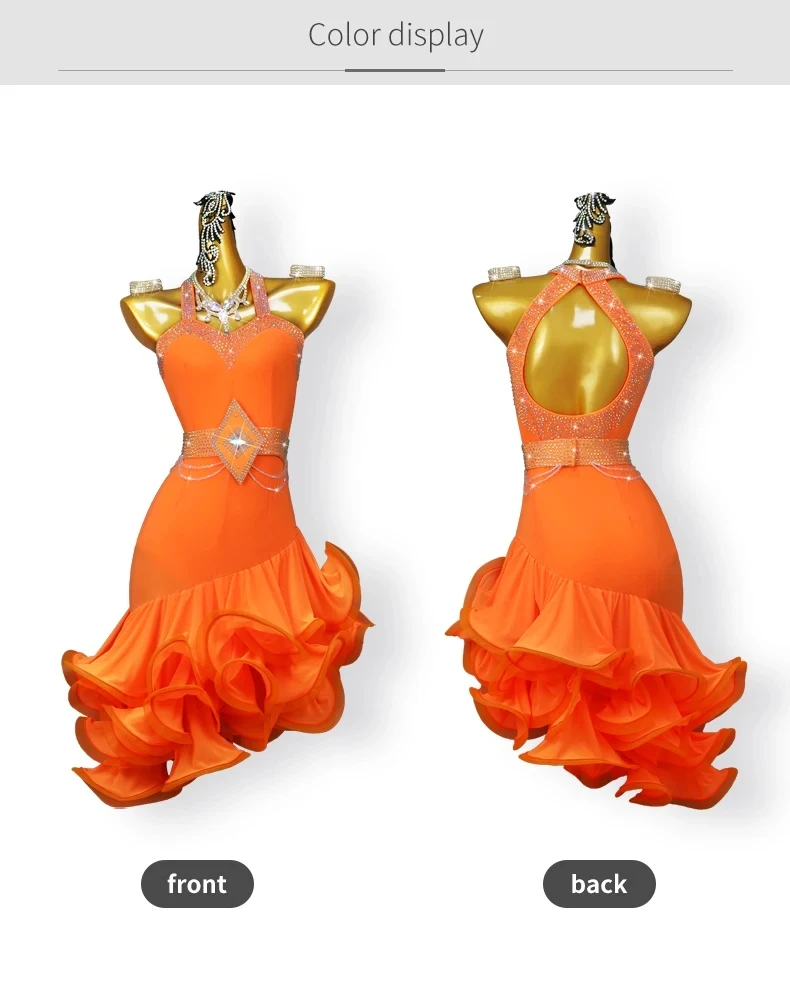 2025 Neues Damen-Latein-Tanzkleid Bühnenkostüm Amerikanische Kleidung Sexy Mädchen Party-Tanzkleidung Ballsaal-Anzug Midi-Auftritts-Outfit – Detail 5