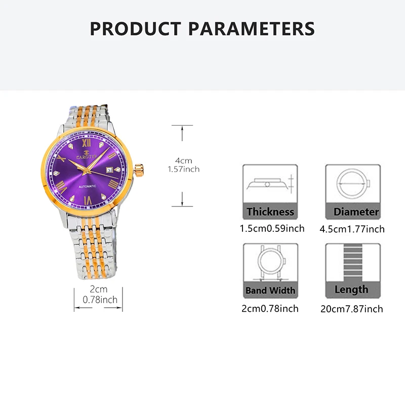 A men's two-tone gold and purple steel band fashionable and personalized calendar tourbillon fully automatic mechanical watch