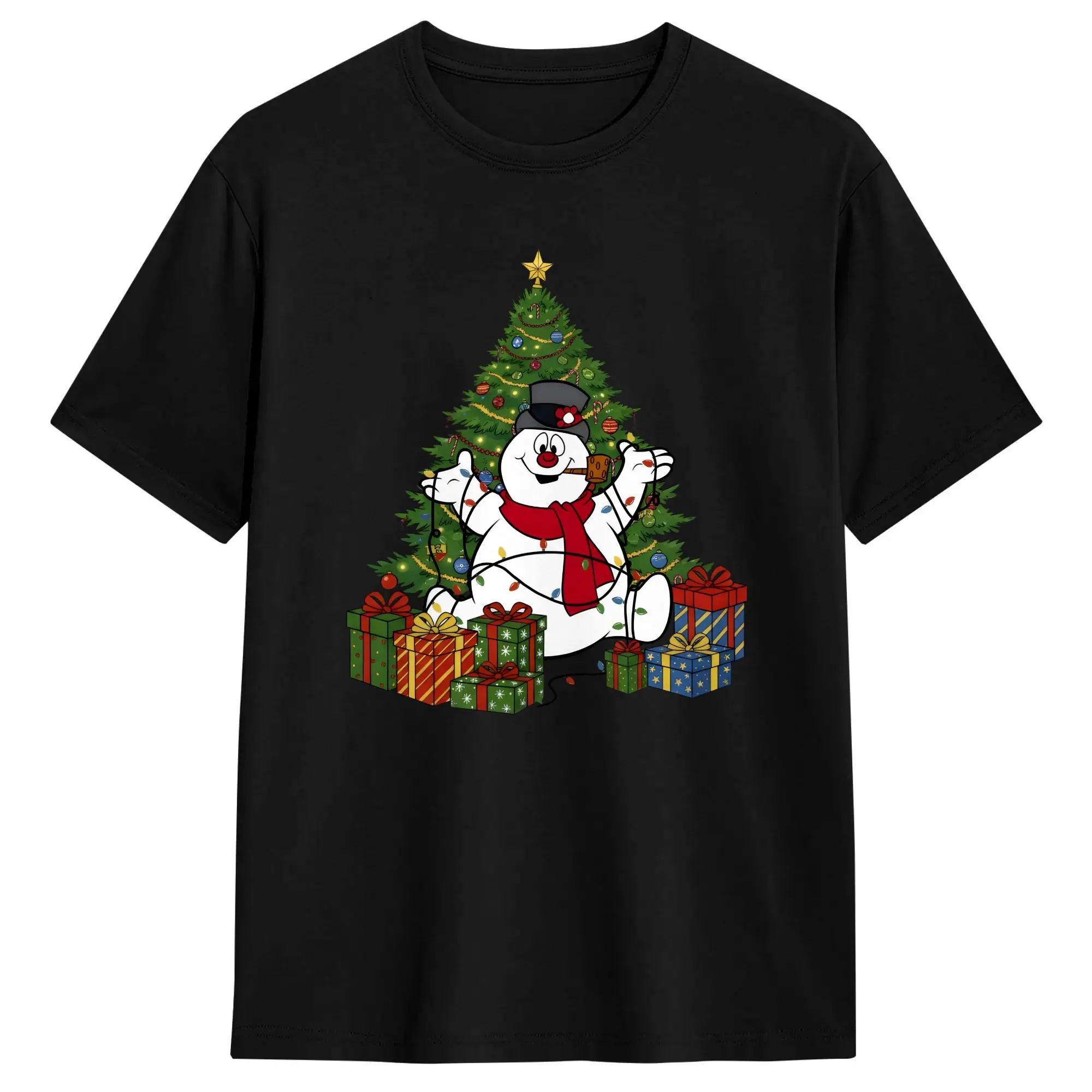 Men Snowman Frostys T Shirts Christmas Cotton Tops Novelty Short Sleeve Crew Neck Tee Shirt Printed T-Shirt