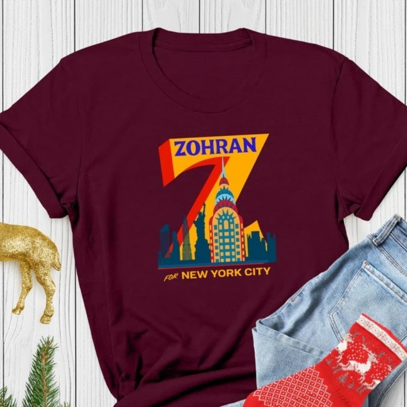 

Mayor Mamdani 2025 for NYC’s First Muslim Mayor Women Clothing Harajuku Y2k Top Aesthetic Shirt Cotton Tee Regular Short Sleeve