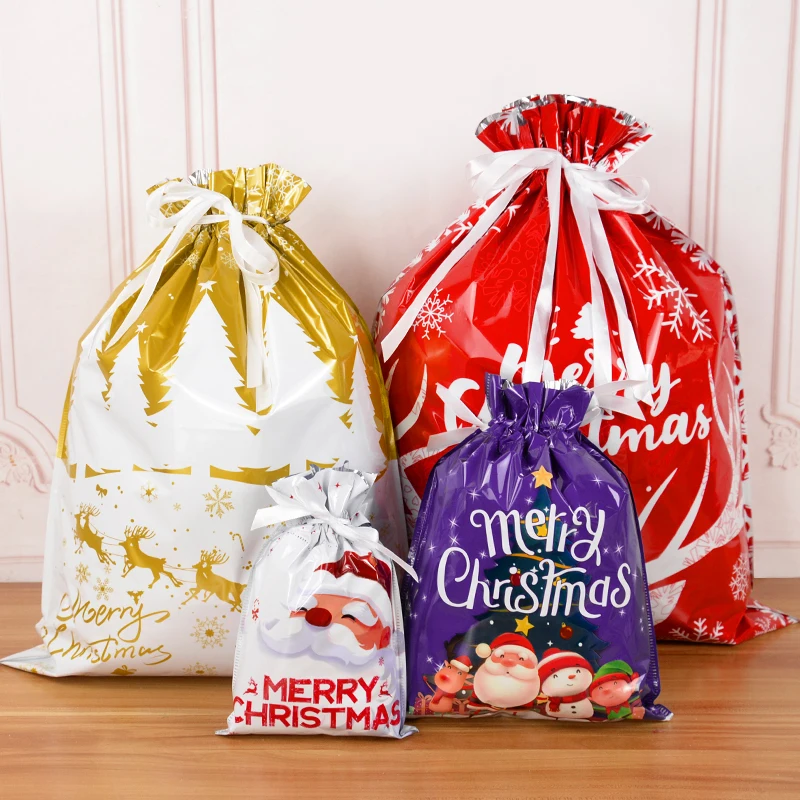 Christmas Gift Bag Cartoon Santa Claus Snowman Elk Candy Biscuit Packaging Plastic Bags for New Year Navidad Christmas Supplies