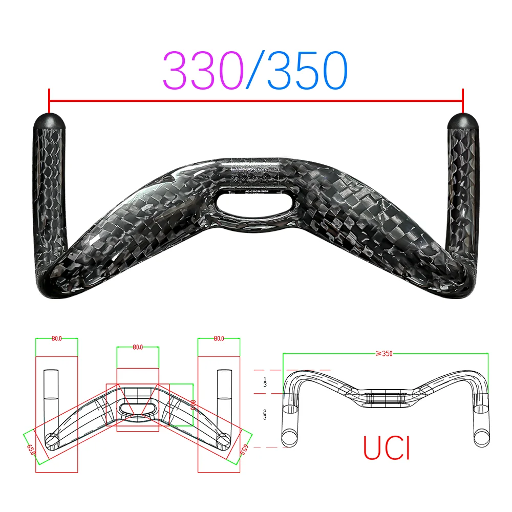 BALUGOE Carbon Fiber Fixed Gear Competitive Bicycle Handlebars 12K Shining Texture Track Bike TT Handlebar 2027 UCI New Rules