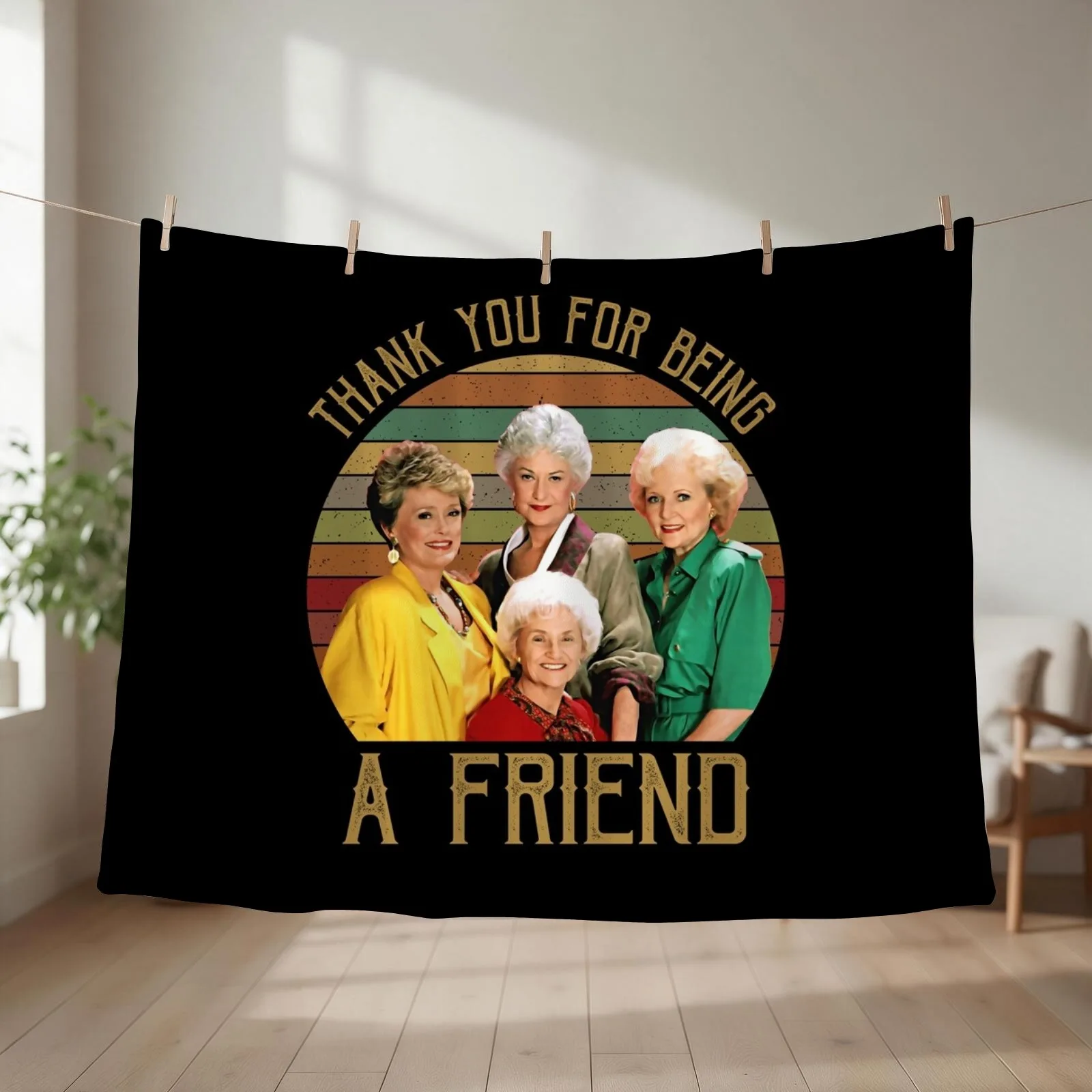 Thank You For Being A Friend Vintage Sunset Throw Blanket couch cozy soft plush fuzzy picnic outdoor blanket