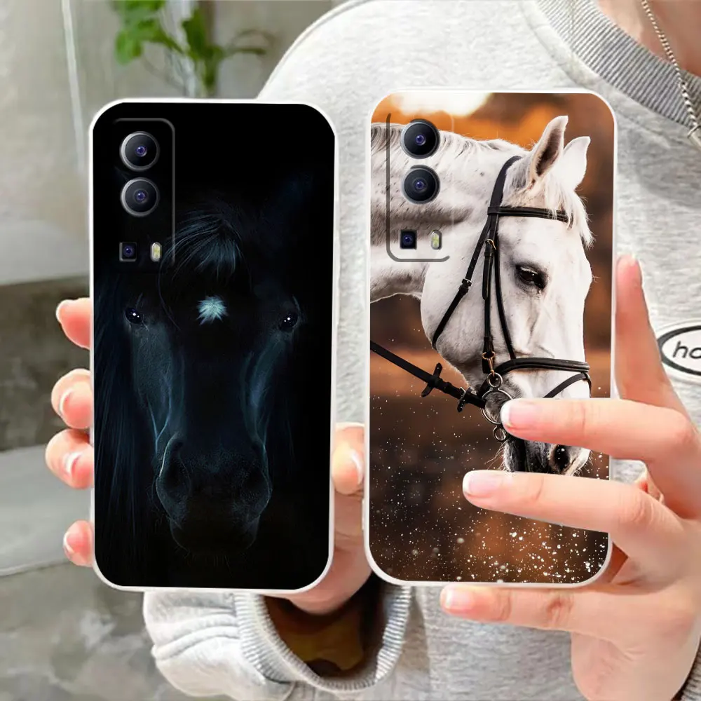 Clear Phone Case For VIVO Y30 Y32 Y33S Y50 Y51 Y52S Y53S Y55S Y76 Y78 V20 V21 V23 V25 V27 5G 4G Case Funda Handsome Animal Horse