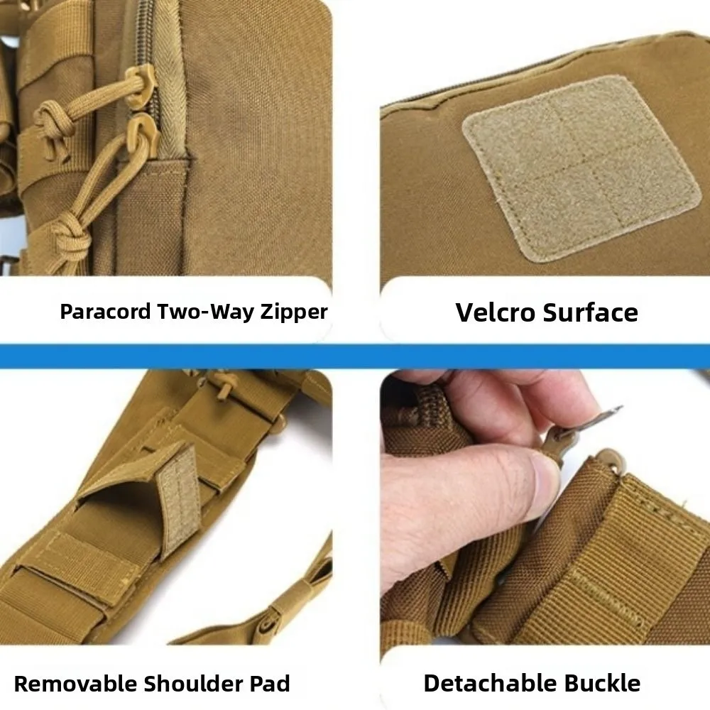 سعة كبيرة في الهواء الطلق الخصر حقيبة عالية الكثافة أكسفورد مقاوم للماء تسلق حقيبة صدر للرجال جيب شبكي متعدد الوظائف