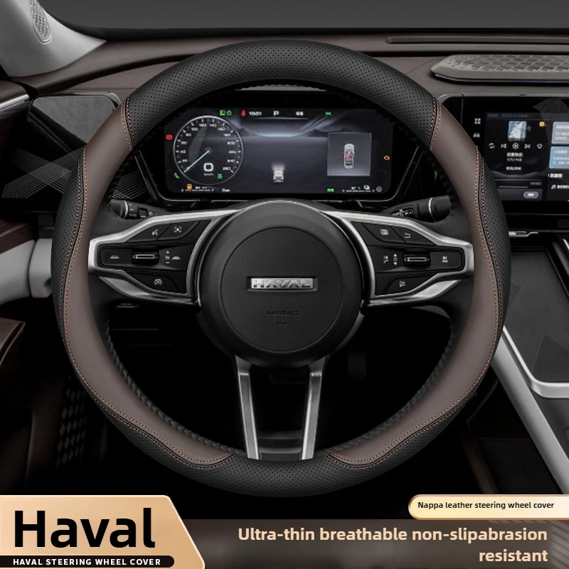 

Leather Car Steering Wheel Cover for Haval H9 H7 H6 2025 2026 Interior Accessories