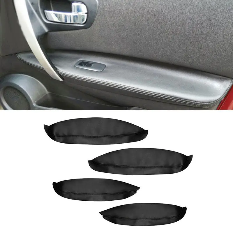 Juste d'accoudoir de panneaux de porte de voiture, garniture en cuir microcarence, noir, Nissan Qprédit, QAI J10, 2007, 2008, 2009, 2010, 2011, 2012, 2013, 2014, 2015