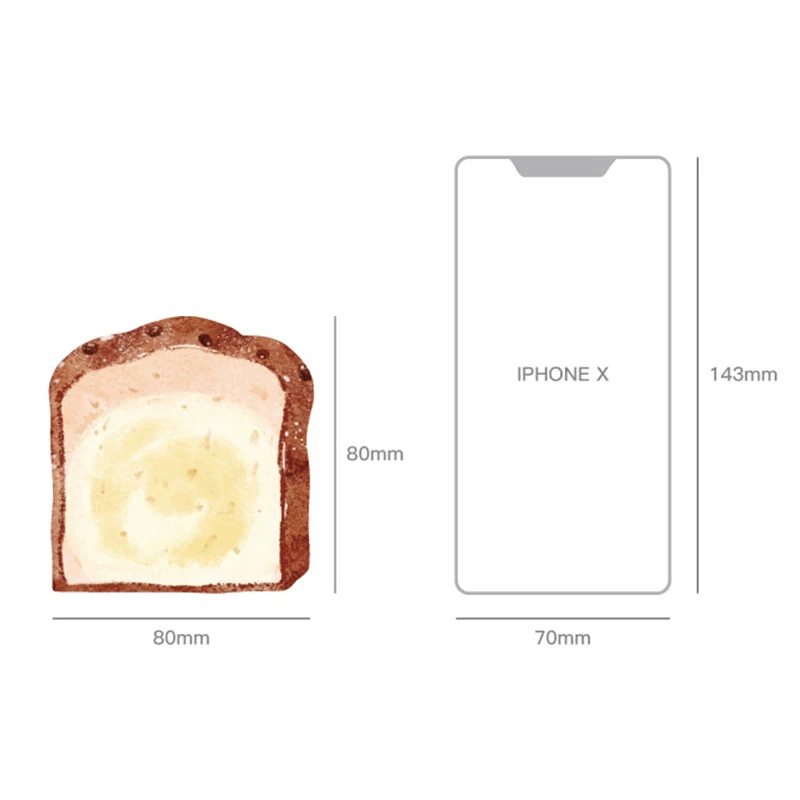 30Pcs Cartoon Cute Sticky Notes Breakfast Bread Toast Shape Markers Flags Self-Stick Memo Pads Students Home Office Supplies