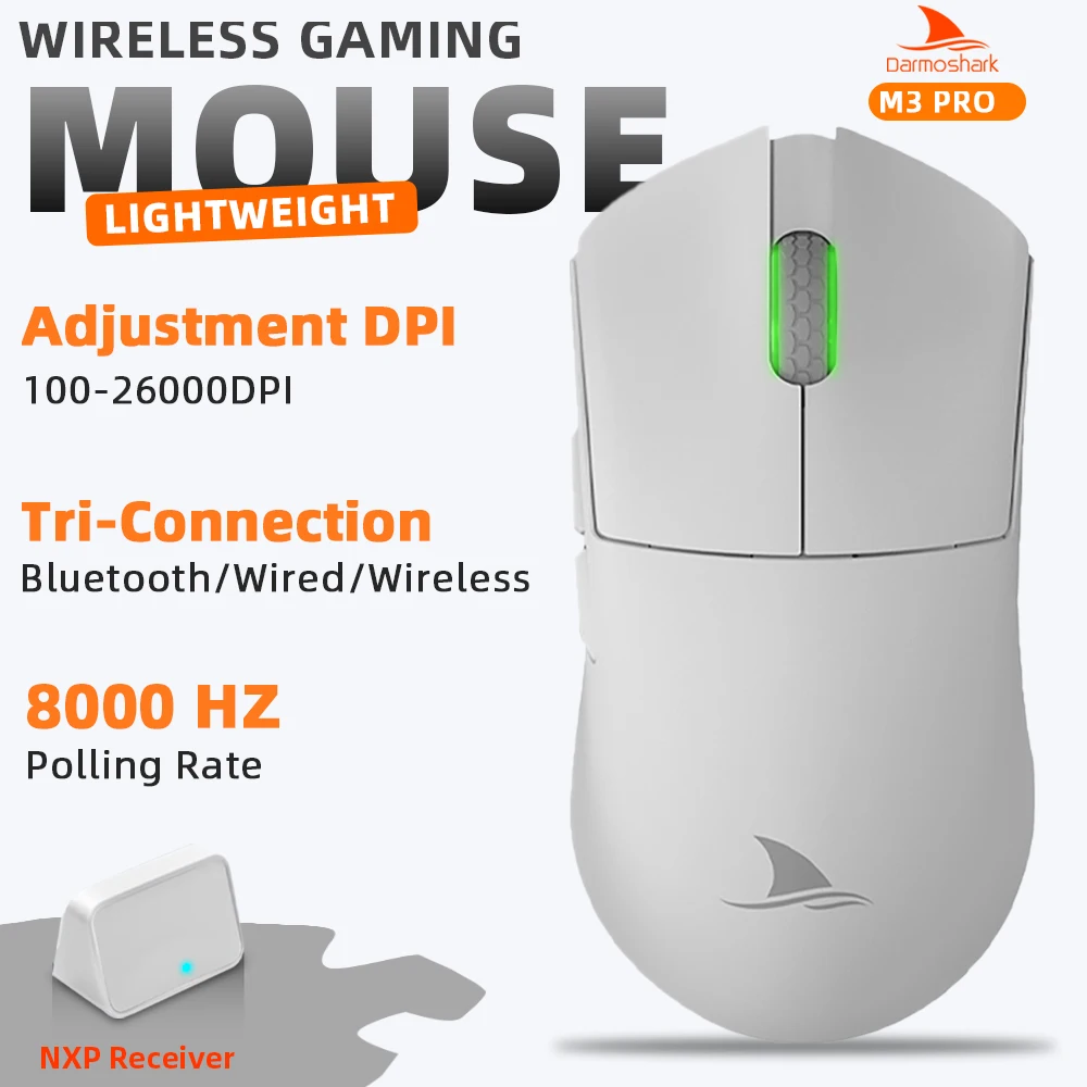 

Darmoshark M3 Pro Bluetooth Wireless Gaming Mouse TTC Microswitch 8000Hz Controller N52840 PAM3395 Sensor 26000DPI