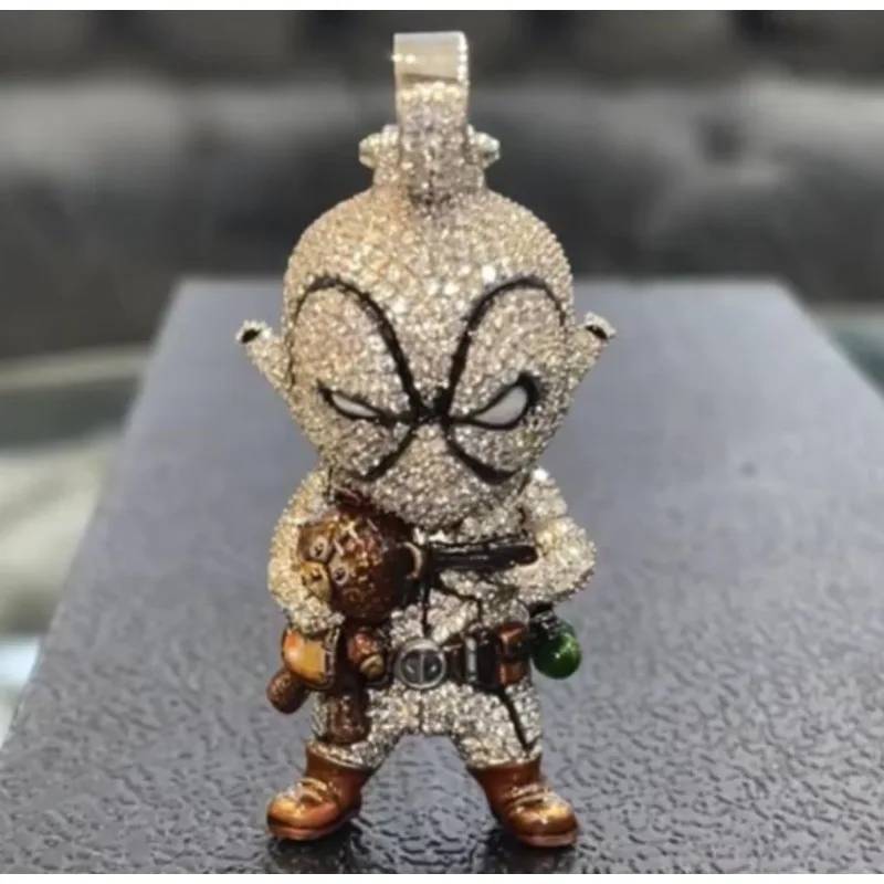 LYEE CYEE Hip-Hop Moissanite Pendant: Bling Deadpool Hugging Teddy Bear! Iced-Out & Unique Street Style Jewelry. ✨ pendant