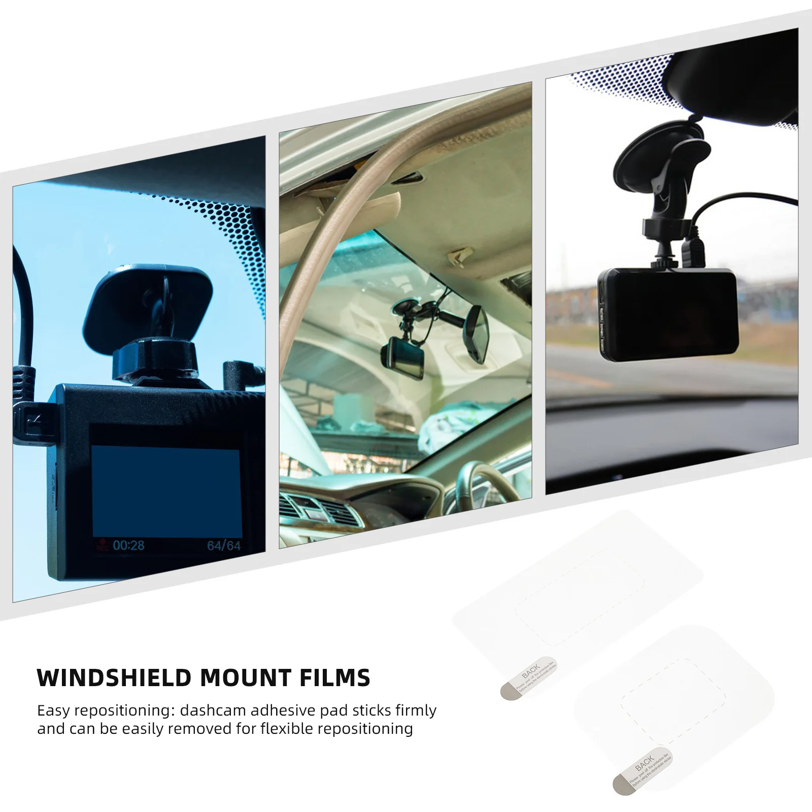 

8Pcs Electrostatic Windshield Stickers Precise Protection Stable Base for Dash Cam Easy Repositioning Dashcam Windshield Sticker