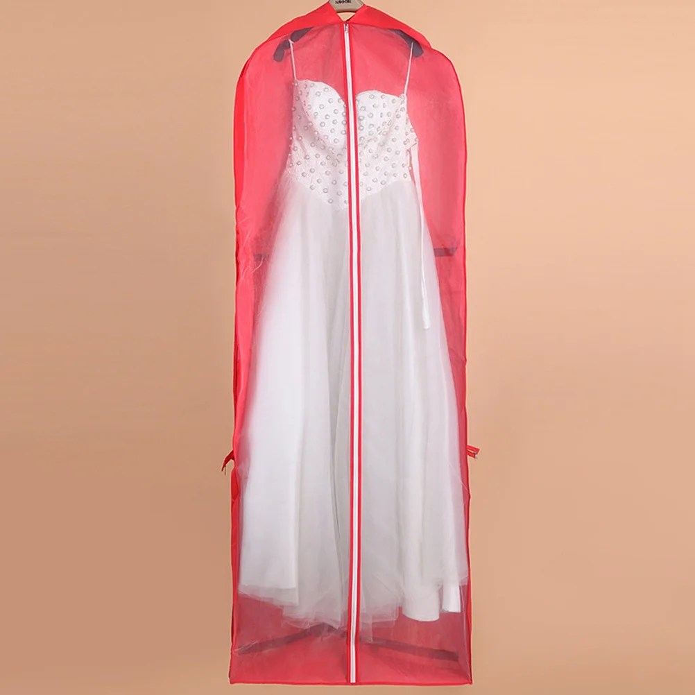 

Garment Cover 180Cm Dust Proof Anti-Static Water Resistant Clothes Protector For Wedding Dress Storage Travel Red