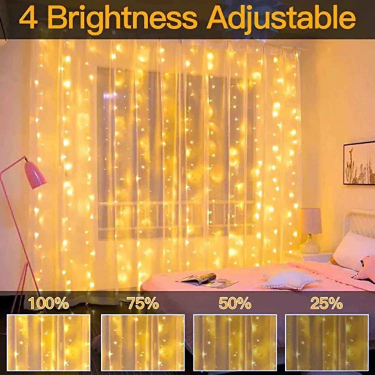 Curtain String Lights Christmas Garland Decor Fairy Light 8 Modes USB Remote Control Wedding Holiday Party  Bedroom Mini strings