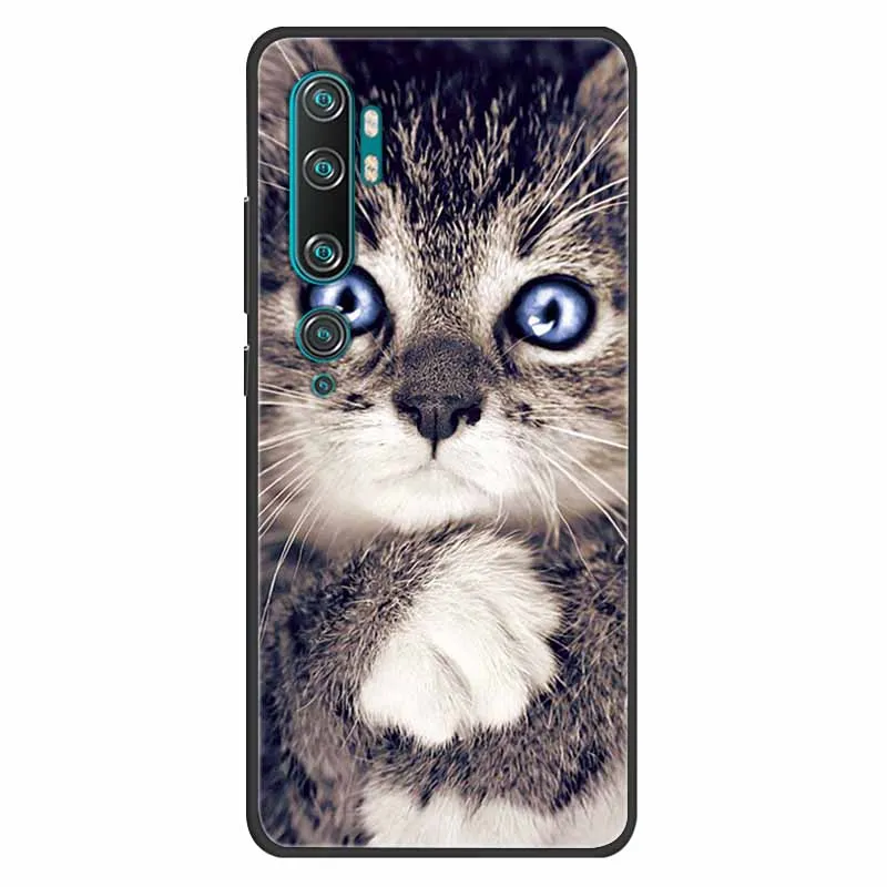 For Xiaomi Mi Note 10 Case Soft Silicone Lion Cat TPU Shockproof Luxury Cover For Xiaomi Mi Note10 Cases Cartoon Lovely Shells