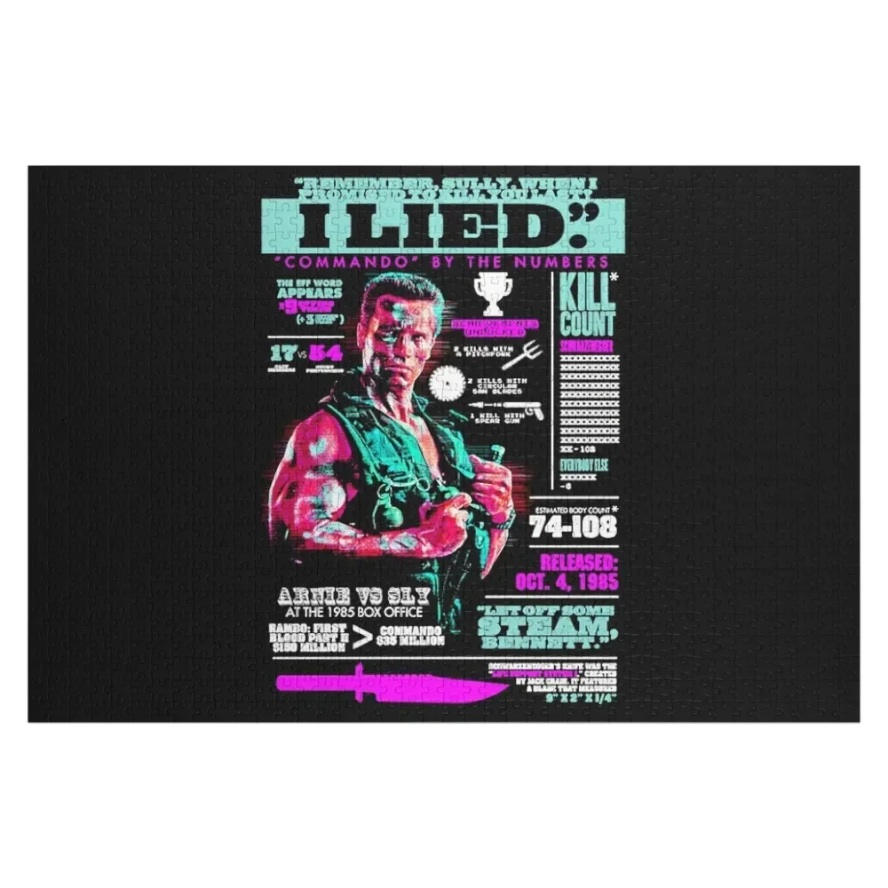 Commando (1985) Infographic Jigsaw Puzzle Custom Wood Customized Picture Wooden Adults With Photo Puzzle