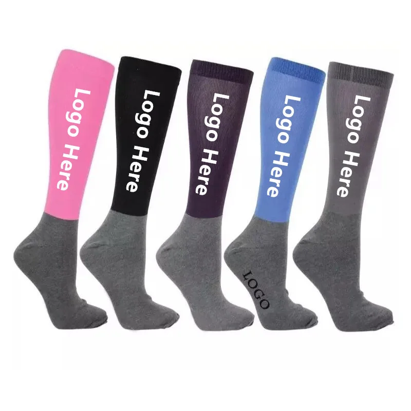 

OEM Custom Made Logo Own Designer Cotton Sports Horse Socks Knee High Men Sock