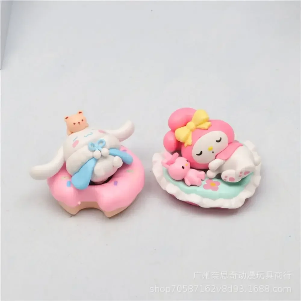 6 Stuks Kawaii Anime Sanrio Slaapserie Melodie Kuromi Pompompurin Kleine Tweelingsterren Cartoon Actiefiguren Speelgoed Ornament Cadeau