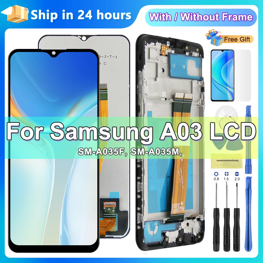 

6.5" AMOLED Screen For Samsung A03 A035 LCD Display Touch Screen Digitizer For Samsung A035F SM-A035M A035G with frame