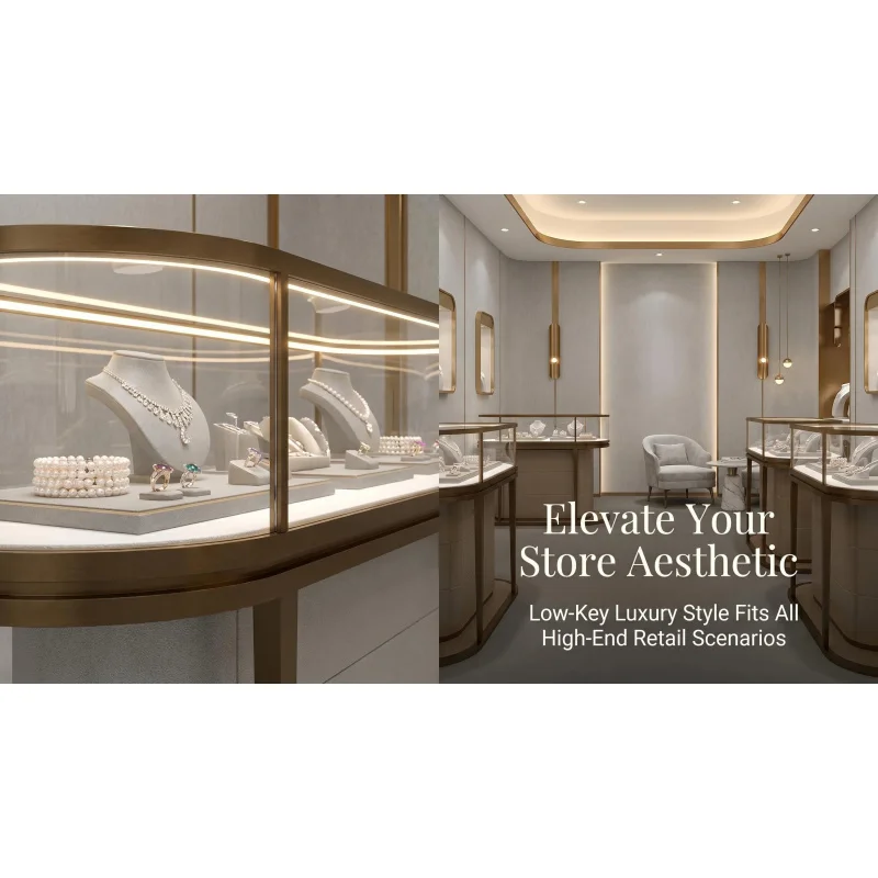 custom.High-end Luxury Jewelry Display Custom Plated Metal Glass Cabinet Watch Shop