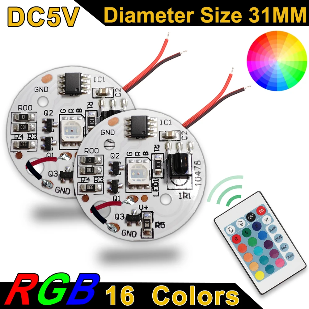 5V Niskonapięciowe diody LED Kolor płytki RGB Płyta lampy 3W Kolorowe gradientowe źródło IR 24-klawiszowy bezprzewodowy zdalny przełącznik włączania/wyłączania