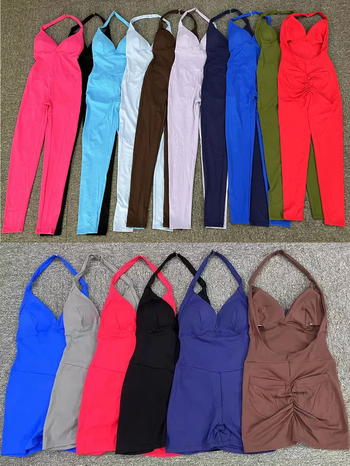 Mono de una pieza con cuello Halter y almohadilla para mujer, conjunto de Yoga para entrenamiento, ropa de gimnasio con espalda abierta, a prueba de golpes, traje activo para gimnasio