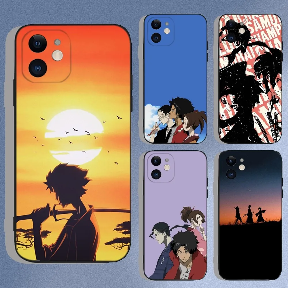 

Samurai Champloo Anime Phone Case For iPhone 16e,16,15,14,13,12,11,XS,XR,X,8,7,Pro,Max,Plus,Mini Silicone Black Funda Shell