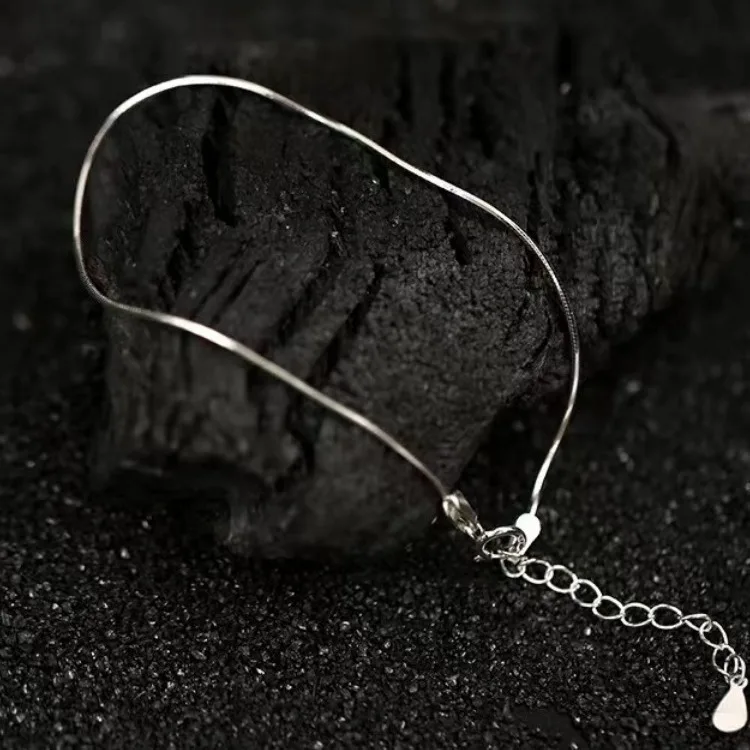 

925 Sterling Silver 20cm Snake Chain Lucky Bracelets Woman Charm Hand Bracelets Luxury Accessories Jewellery Money 925