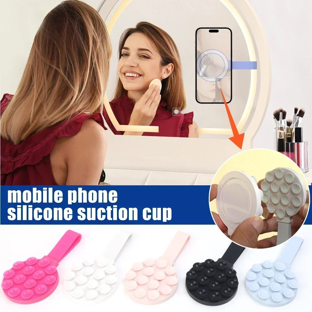 Multi Functional Magnetic Phone Holder with Silicone Suction Cup Portable Handheld Person Stand For Magsafe iPhone 16-12 Mount