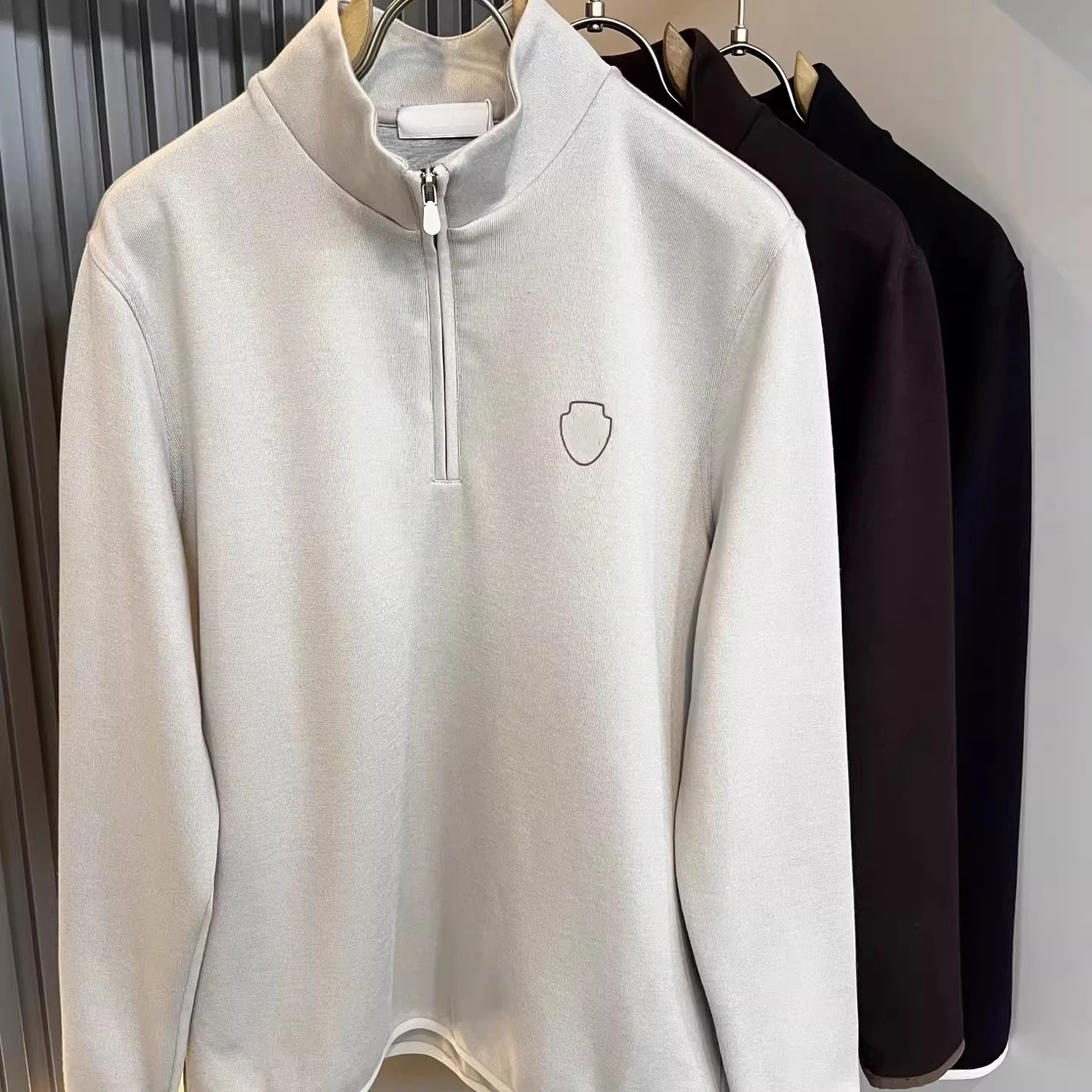 

Italian LP stand-up collar long-sleeved sweater old money wind half zipper jumper