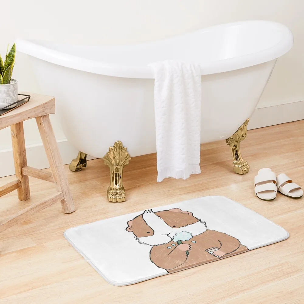 Guinea pig brushing teeth Bath Mat Bathroom Deco Toilet Carpet Entrance Carpet Bathroom Use Mat