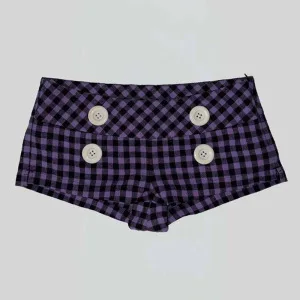Harajuku Y2K Pink Buffalo Check Mini Hot Pants Women Low Rise Double Big Buttons Plaid Short Skort Gothic Grunge Night Out Short