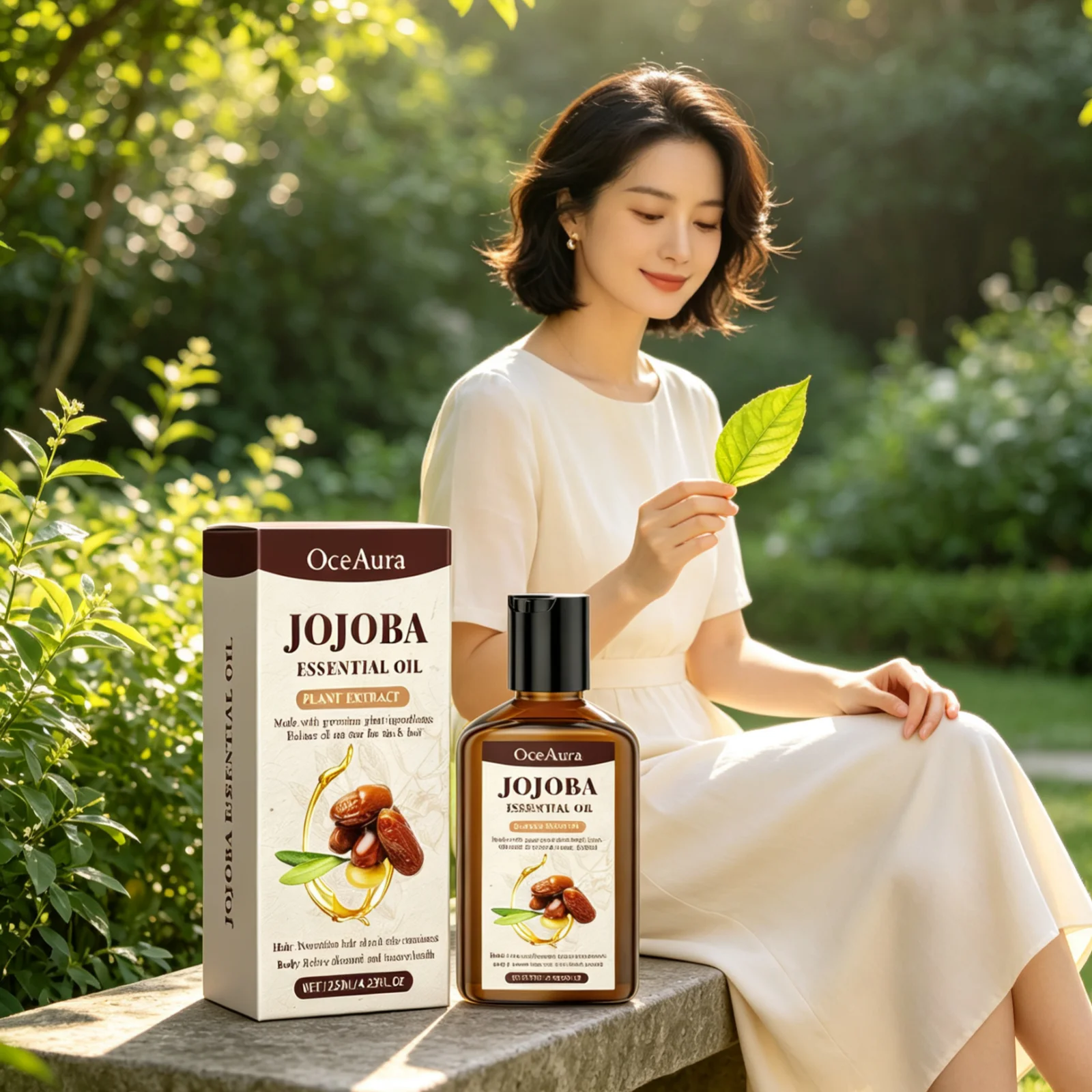 OceAura Jojoba Essential Oil Smoothing Frizzy Hair Nourishing Deep Moisturizing Skin Repairing Gentle Hair Body Care Oil 125ml
