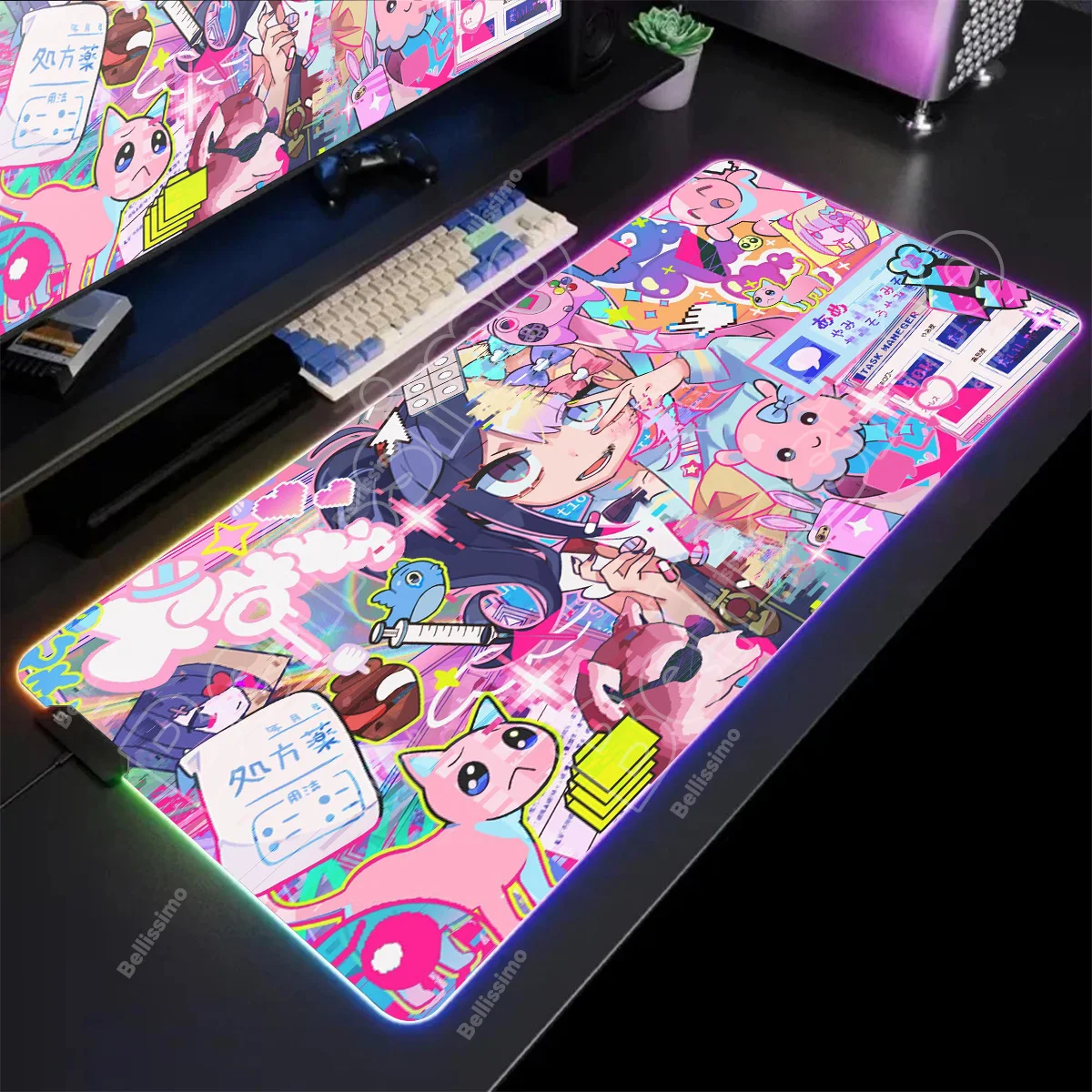 Large RGB Mouse Pad Needy Girl Overdose Gaming LED Lighting Mat Gamer Decorate desktop Mousepads PC Desk Pads RGB Keyboard Mats