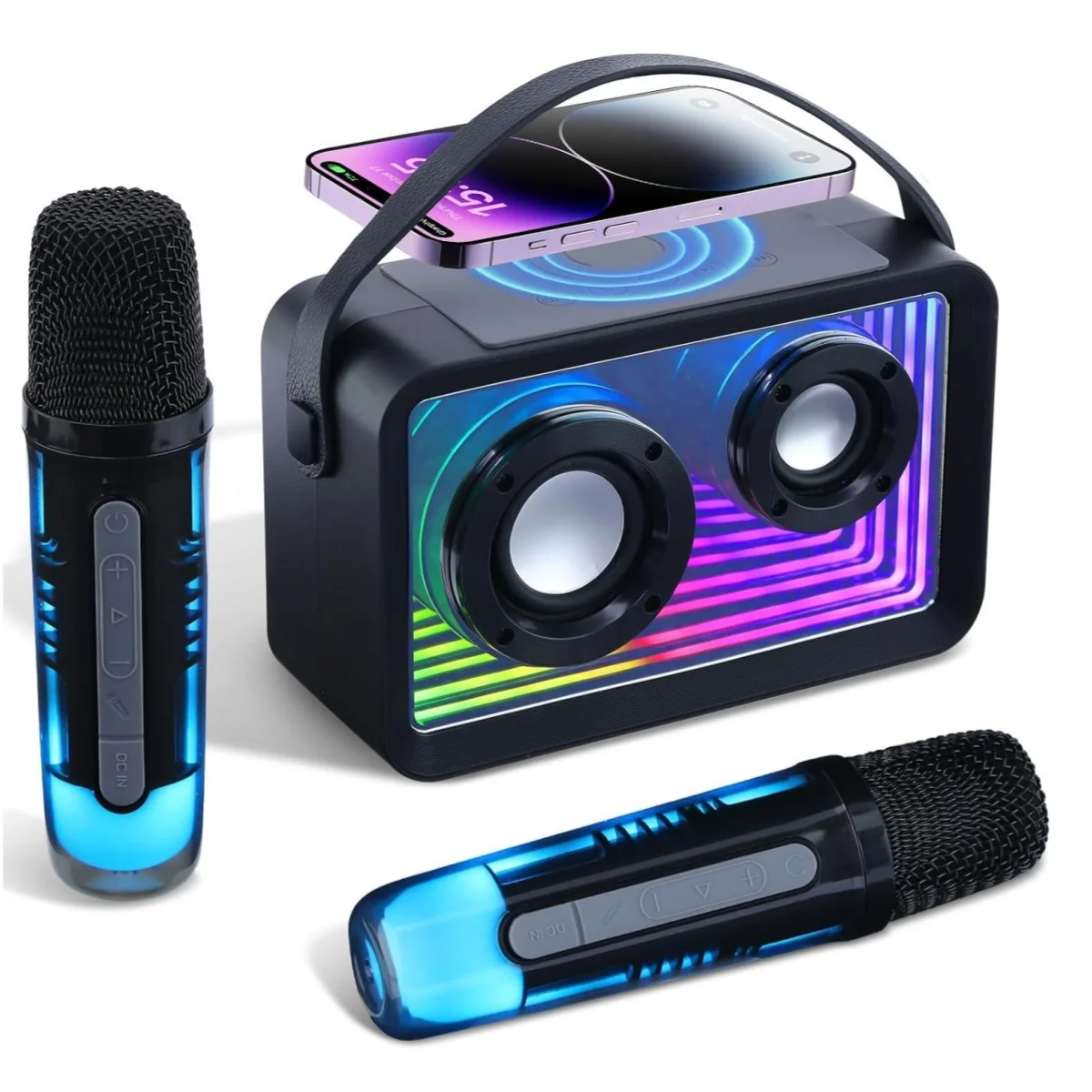 

Мини-игрушка-караоке для детей и взрослых, Рождественский подарок, STEREO Magic Voice, Bluetooth-динамик, беспроводные микрофоны, вечерние игры в помещении, игрушки