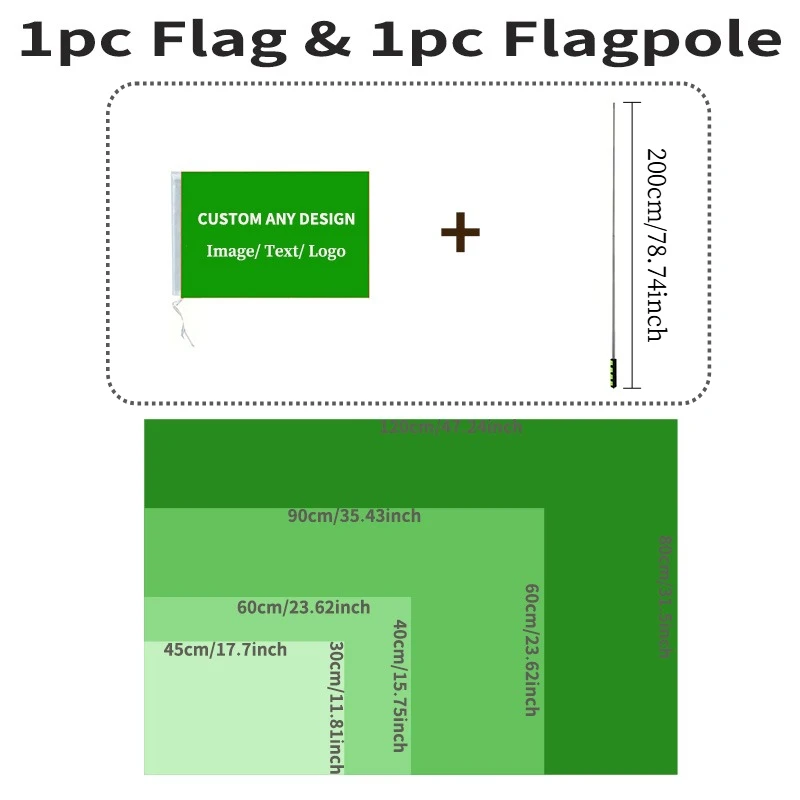Custom 1pc Outdoor Guide Flag, Including Green Metal Luxury Sponge Flagpole, Many Sizes to Choose, Personalized with Image