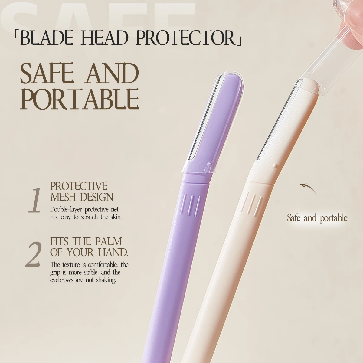 3 قطعة ماكينة تشذيب الحواجب المحمولة شفرات الوجه للنساء والرجال شفرات ماكينة حلاقة آمنة سهلة الاستخدام أدوات ماكياج إزالة الشعر