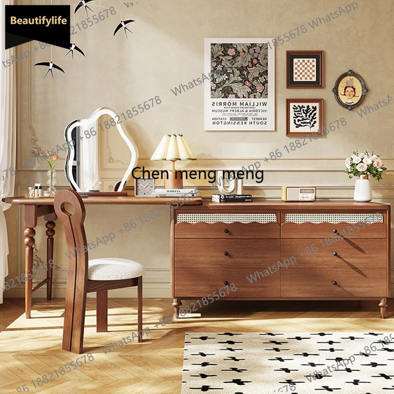 

B567 Wood Garden Vanity Table Drawers Storage Vintage Comfortable Dressing Table Chair Cabinet Study Comoda Pra Quarto Home Furn