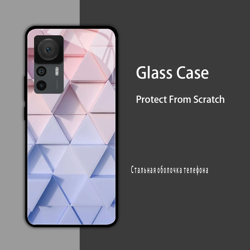 Tempered Glass Cases For Xiaomi 12T 12S 12X Case Hard Phone Back Cover for Xiaomi 11T 10T 12T Pro 11 12 Lite Protection Shells