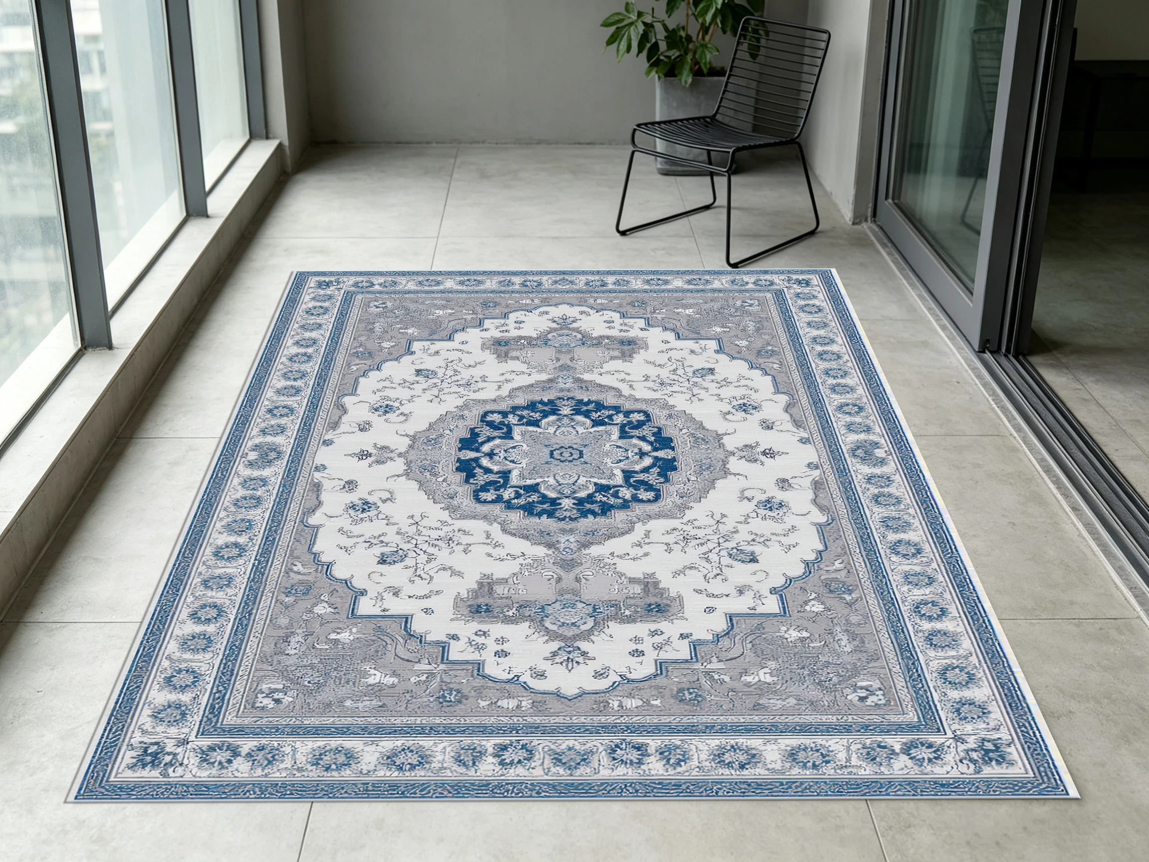 Retro Persian Floral Pattern 2D Rug, Beige & Brown Tones, Vintage Style, Soft on the Skin, for Living Room & Bedroom