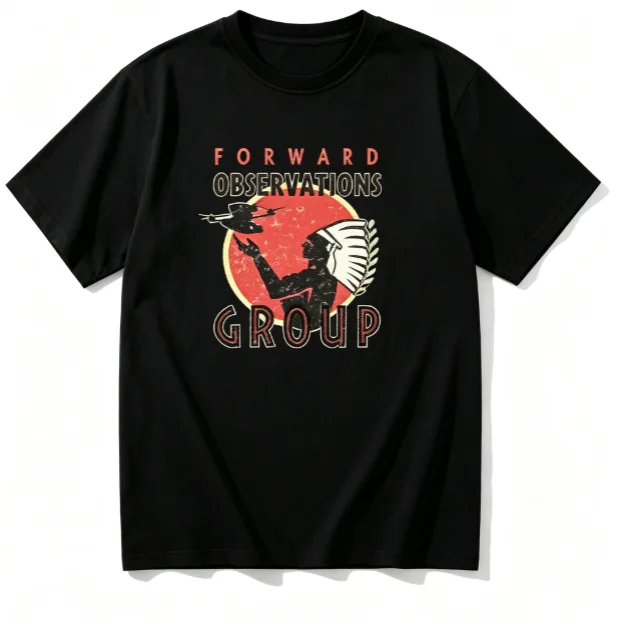 2026 new Retro military-style men's T-shirt with ethnic helicopter pattern for casual streetwear