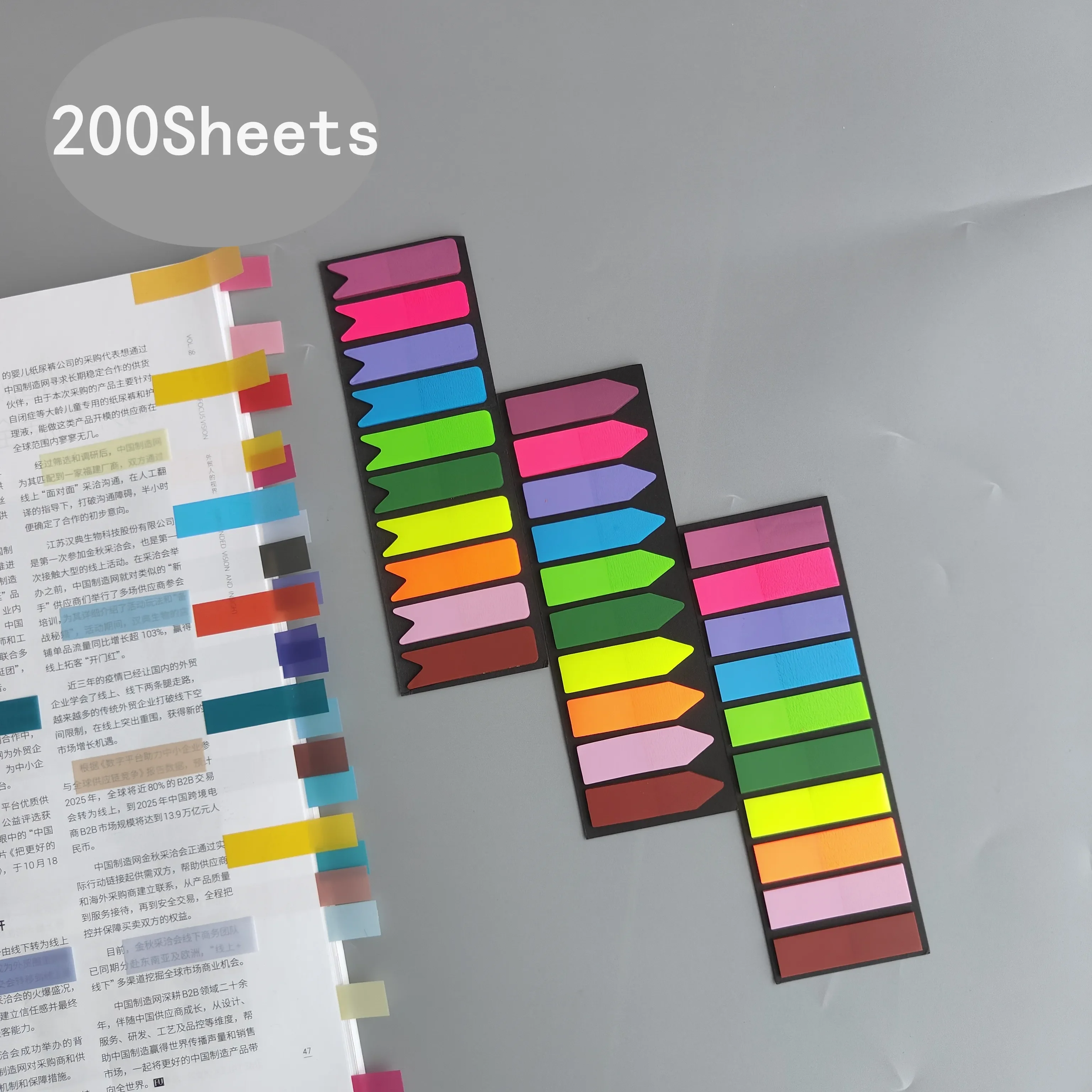 200 Sheets  Transparent Sticky Notes Tab Self-Adhesive Kawaii Clear Bookmarkers Annotation Books Page Marker Stationery