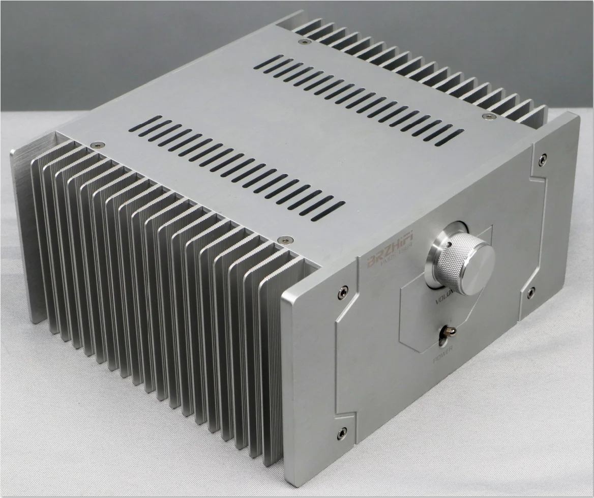 Beautiful mini All aluminum chassis Seiko silver  1969 power amplifier chassis both sides cooling radiator