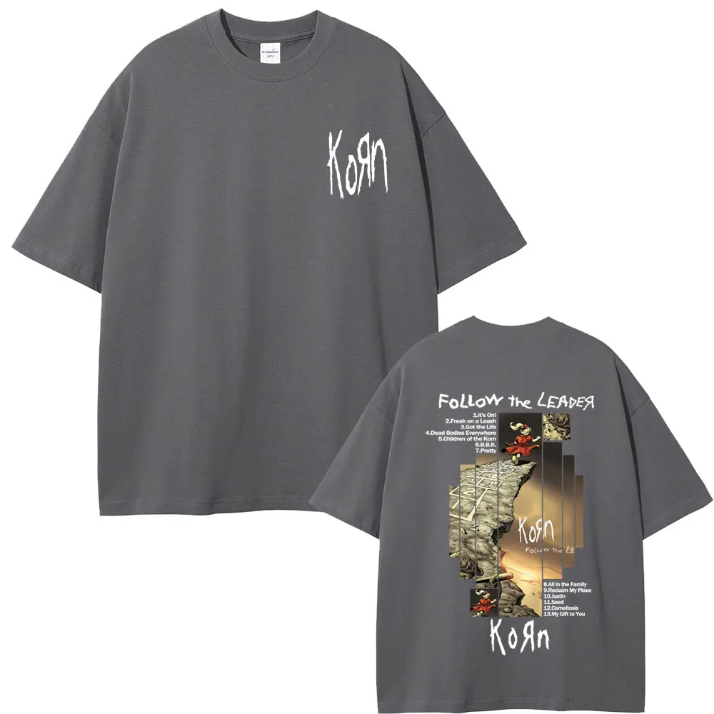 Rock Band Korn Follow The Leader Album Graphic T-shirt Casual T Shirts Male Vintage Alternative Metal