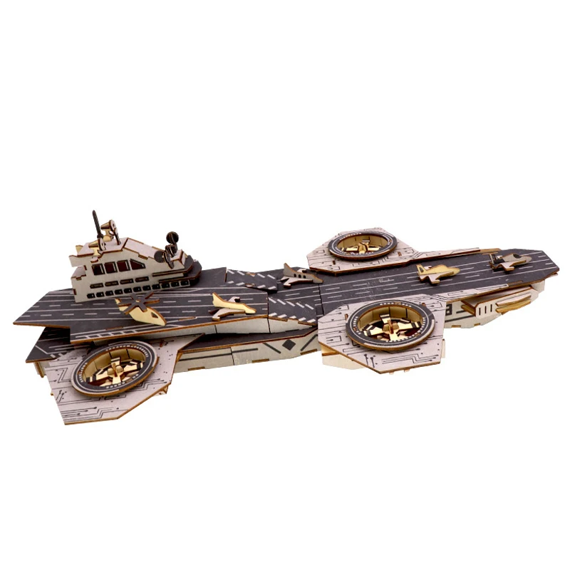 3D Wooden Puzzle Helicarrier Model Kits DIY Laser Cutting Wood Jigsaw Kids Educational Toys For Children Boys Gift