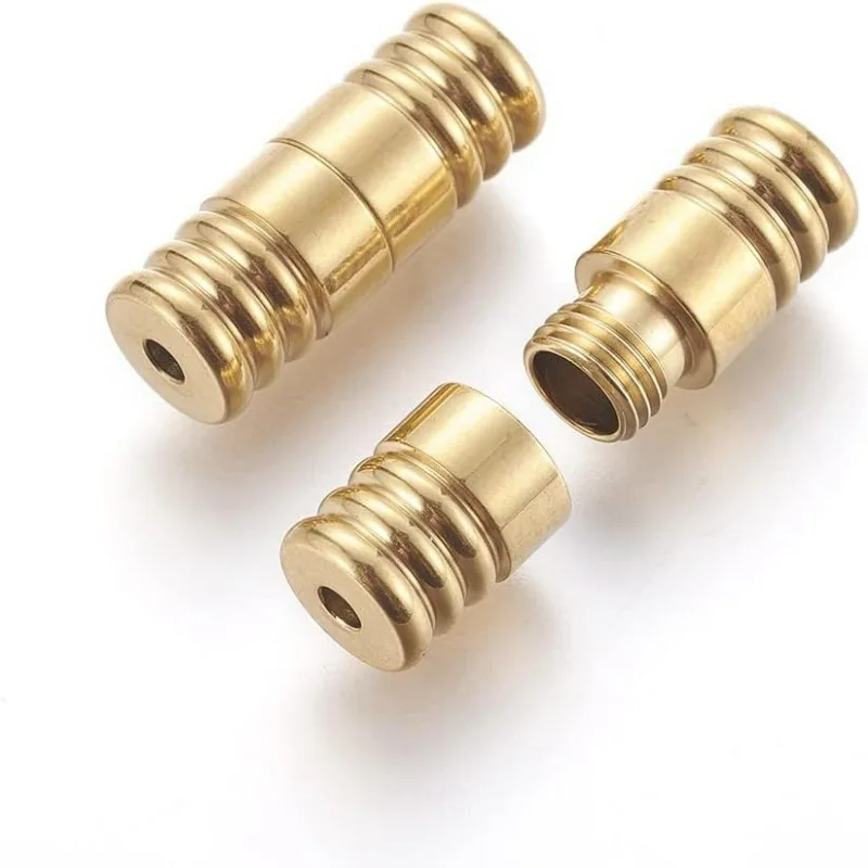 10Pcs Golden Screw Clasps Stainless Steel Bracelet Clasps Column Jewelry Clasps 18mm Bracelet Connector Closure End Caps