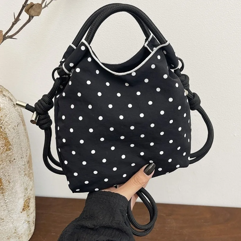 Nylon Polka Dot Shoulder Bag Drawstring Closure Multi-Color Crossbody Bucket Bag Large Capacity Phone Purse Female Tote Bag