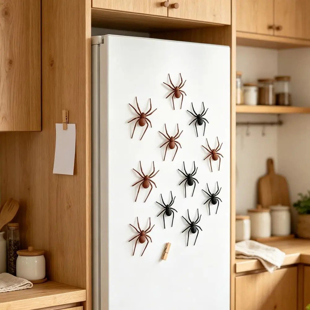 Spooky Spider Decor 2/4/8pcs 3d Spider Refrigerator Magnets Spider Decorative Magnets Halloween Party Magnetic Decor for Metal